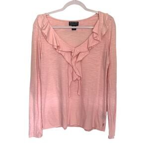 Polo Jeans Co Y2K Ruffle Womens Top Sz M Coquette Pastel  Romantic Cottagecore
